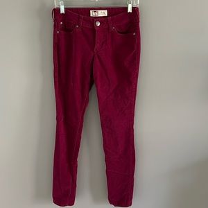 Super fun magenta perfect for holidays low rise stretch corduroys pants.